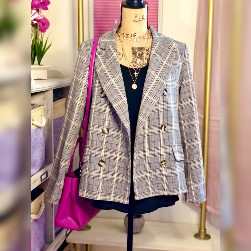 Plaid Jacket Gray Jacket Blazer - image 8